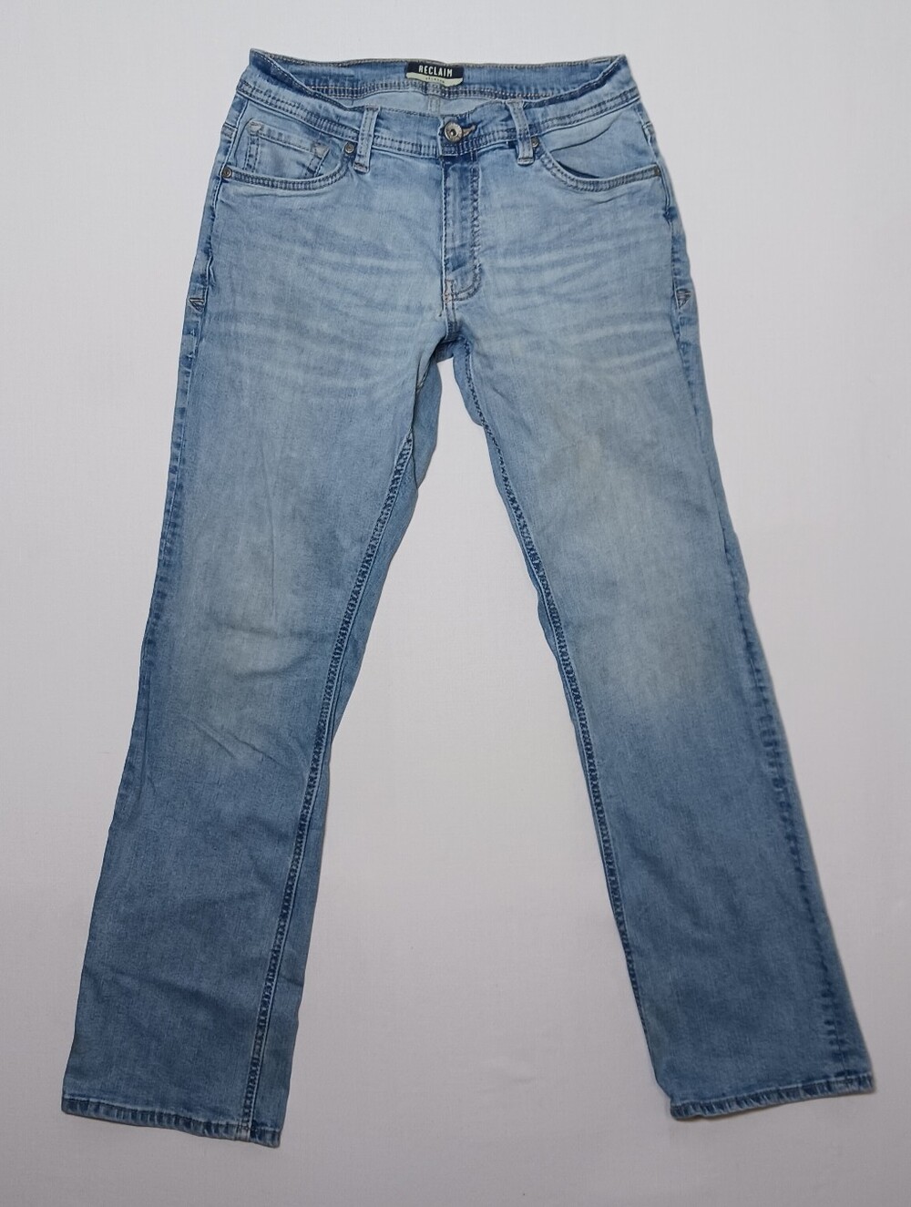 Reclaim Buckle Mens Relaxed Straight Jeans 30X32 Light Blue Wash Denim FRL934